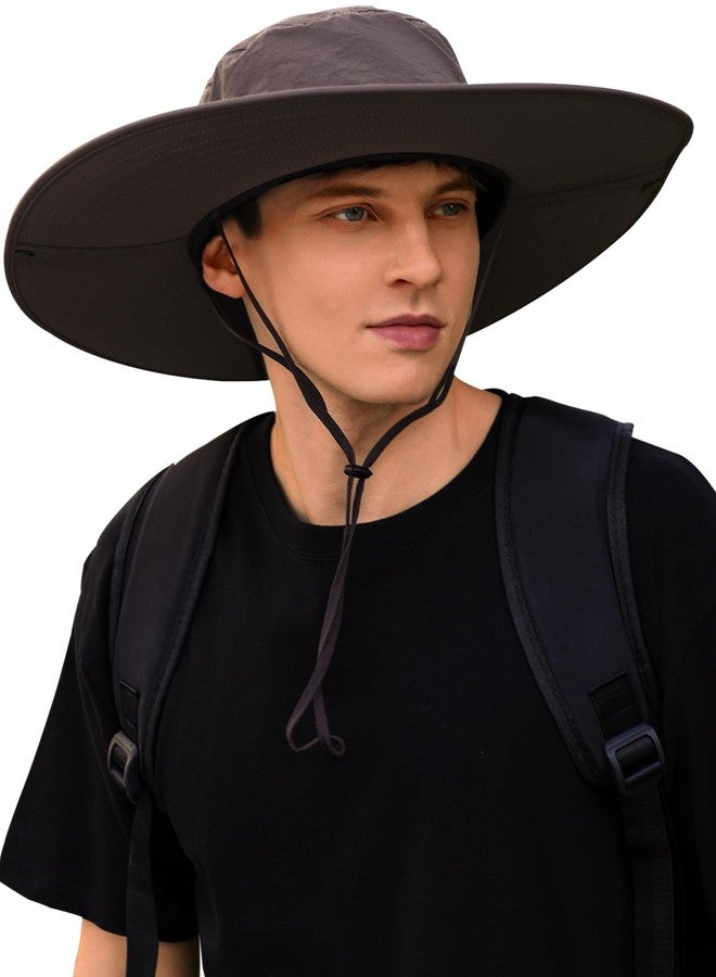 Pristis Wide Brim Fishing Hat, UPF 50++ Breathable Safari Sun Hat for Men Women, UV Protection Outdoor Foldable Water-Resistant Cowboy Style Lightweight Taslon Round Boonie with Ties (X-Large, Brown) - Image 1